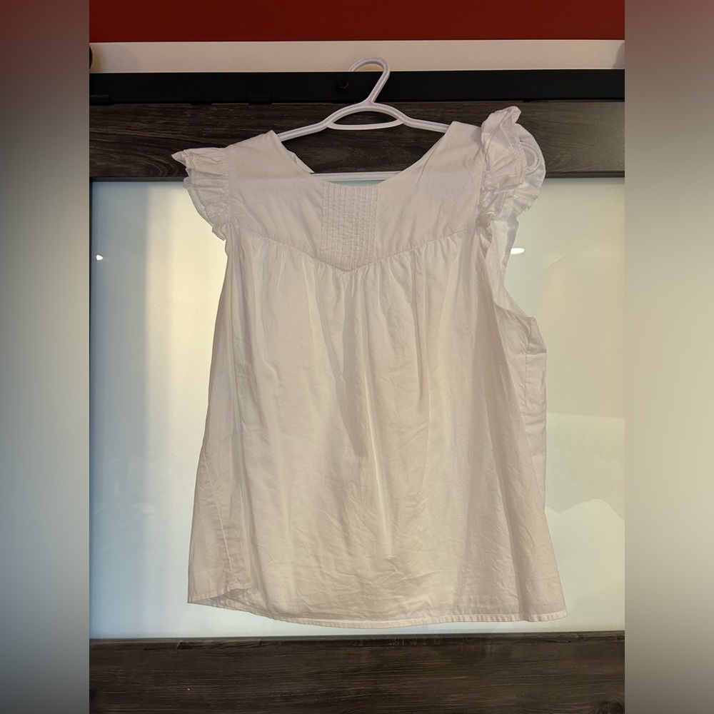 J.Crew Ruffle Cap-Sleeve Blouse in White